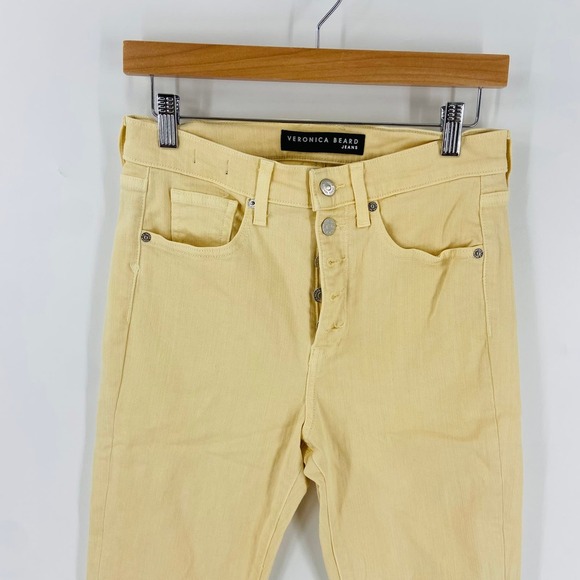Veronica Beard Pale Mustard Yellow Button-Fly Maera Skinny Jeans Size 29/8 - Picture 5 of 9